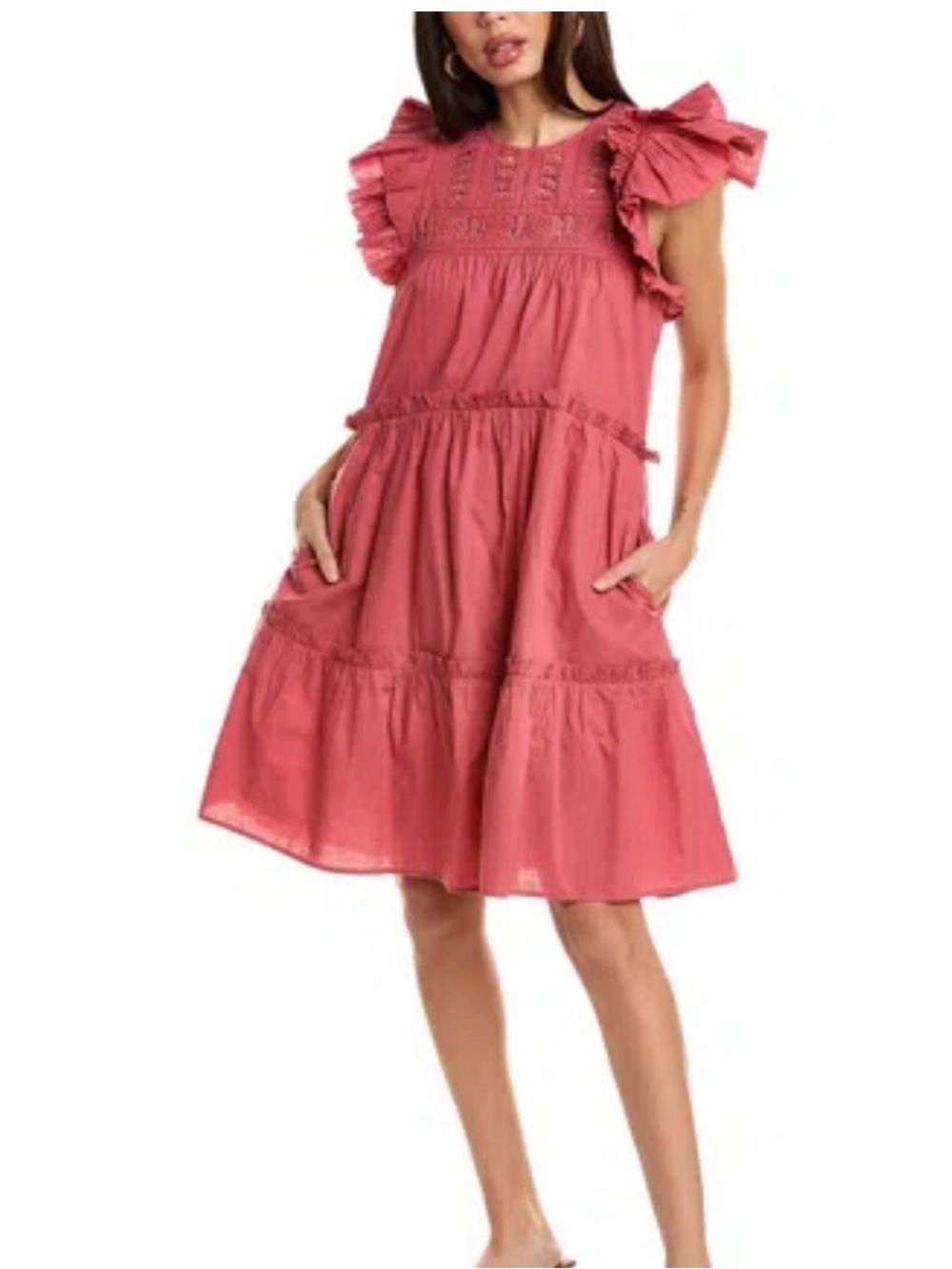 Sea New York Thora Thread Pull Tunic Dress in Pink